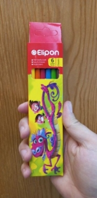 مداد رنگی 6 رنگ جعبه مقوایی الیپون