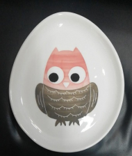 پیش دستی جغد مهربان صورتی طوسی بادامی