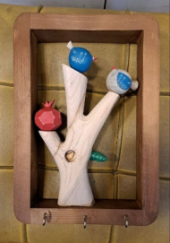 قاب جاکلیدی درخت ساده پرنده و انار سه کاج b1