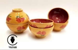 کاسه ترشی خوری سفالی گل دار