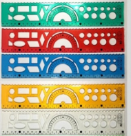 خط کش 30 سانت ژله ای شابلون دار نقاله دار چاپی - CBS FLEXIBLE RULER NO: 131