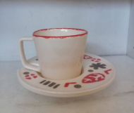 فنجان چایخوری بزرگ پاییزی قرمز طوسی 1900