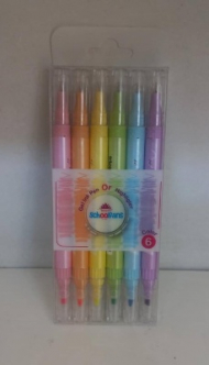 اسکول فنس هایلایتر روان نویس دو سر بلیستر 6 عددی 92310