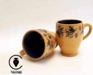لیوان سفالی گل دار