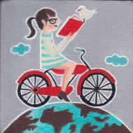 بوم نقاشی دختر دوچرخه سوار