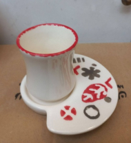 چایخوری پاییزی قرمز طوسی کمر باریک