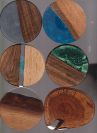 زیر لیوانی چوب و رزین قطر 10