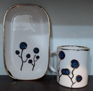 ماگ و پیش دستی لعاب طلادار