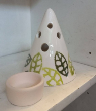 جاشمعی مخروط 2تکه بزرگ برگ سبز