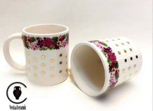 لیوان سرامیکی گل دار