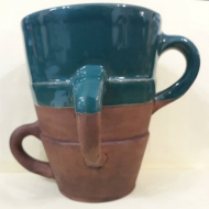 لیوان 3 دسته سفالی مینا