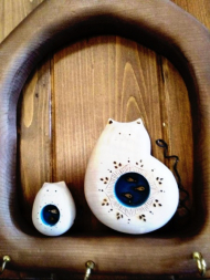 قاب جاکلیدی یک تکه جفتی گربه با بچه 25*19 b9