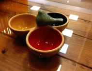 ظرف پذیرایی سه خانه سفالی انار و پرنده